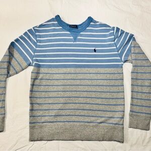 Polo by Ralph Lauren Blue and Gray Striped Boys Sweatshirt